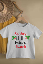 Load image into Gallery viewer, Customized Name Santas Little Prince Christmas Half Sleeves T-Shirt for Boy-KidsFashionVilla
