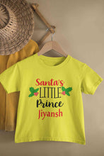 Load image into Gallery viewer, Customized Name Santas Little Prince Christmas Half Sleeves T-Shirt for Boy-KidsFashionVilla
