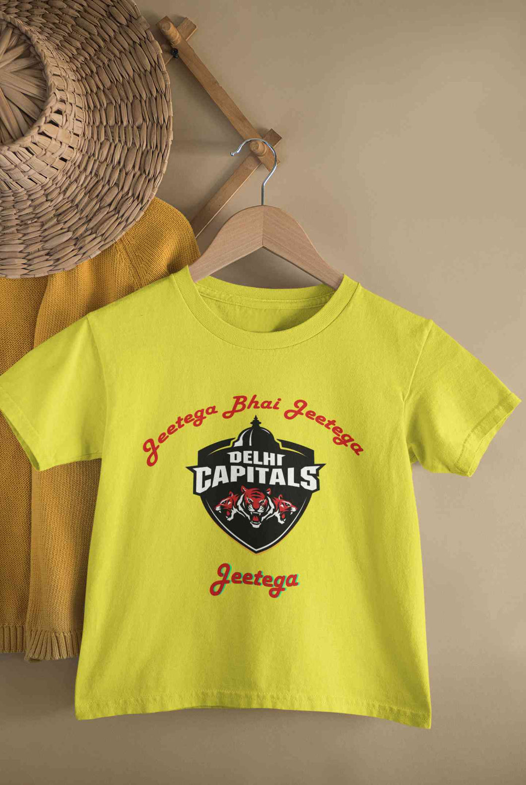 IPL Delhi Capitals Jeetega Bhai Jeetega DC Jeetega Half Sleeves T-Shirt For Girls -KidsFashionVilla