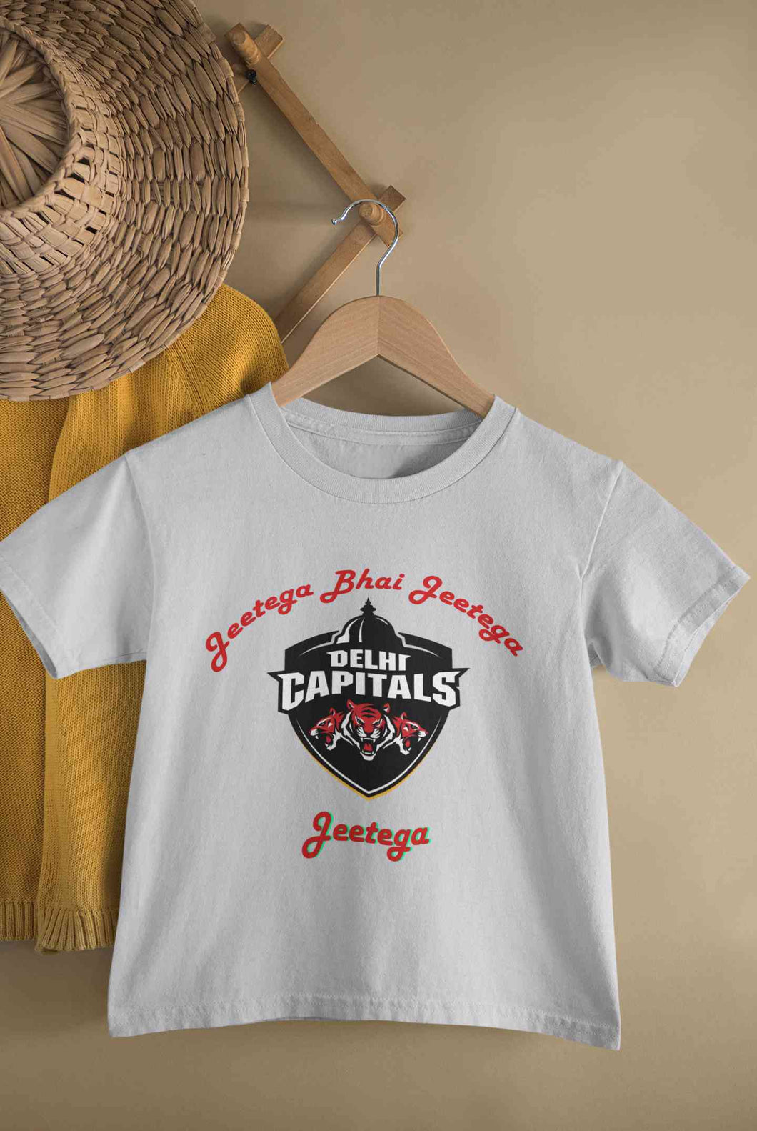 IPL Delhi Capitals Jeetega Bhai Jeetega DC Jeetega Half Sleeves T-Shirt For Girls -KidsFashionVilla