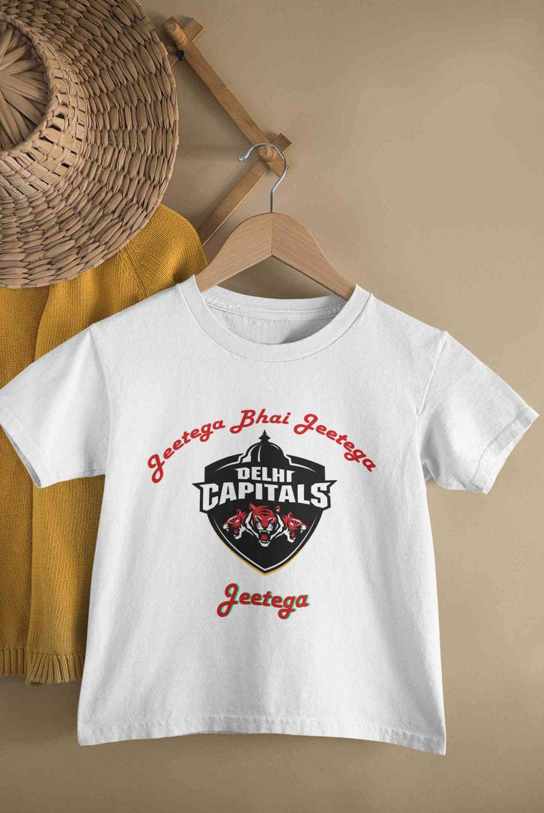 IPL Delhi Capitals Jeetega Bhai Jeetega DC Jeetega Half Sleeves T-Shirt For Girls -KidsFashionVilla