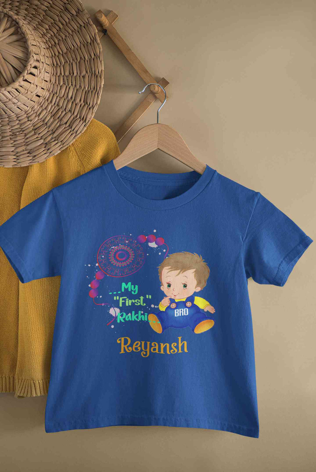 Custom Name My First Rakhi Half Sleeves T-Shirt for Boy-KidsFashionVilla