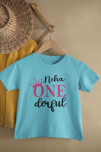 Custom Name First Birthday Half Sleeves T-Shirt For Girls -KidsFashionVilla