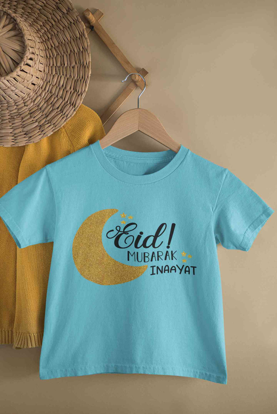 Custom Name Eid Mubaaarak Half Sleeves T-Shirt For Girls -KidsFashionVilla