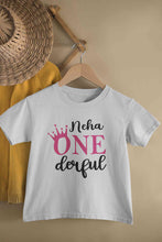 Load image into Gallery viewer, Custom Name First Birthday Half Sleeves T-Shirt For Girls -KidsFashionVilla
