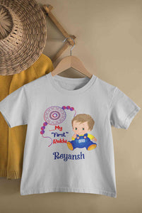 Custom Name My First Rakhi Half Sleeves T-Shirt for Boy-KidsFashionVilla