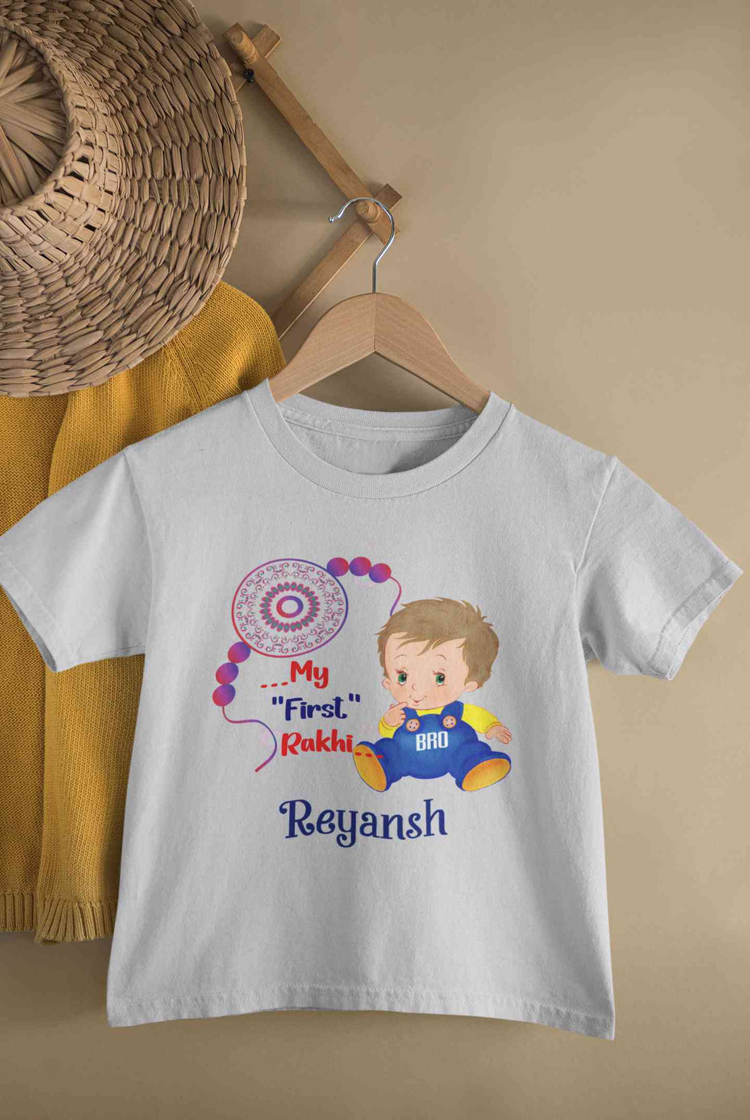 Custom Name My First Rakhi Half Sleeves T-Shirt for Boy-KidsFashionVilla