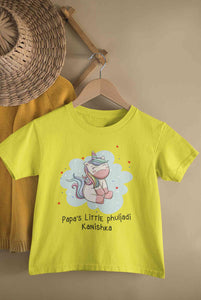 Custom Name Papas Little Phuljadi Diwali Half Sleeves T-Shirt For Girls -KidsFashionVilla