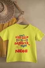 Load image into Gallery viewer, Custom Name Cant Stay Calm It Is Dandiya Night Navratri Half Sleeves T-Shirt For Girls -KidsFashionVilla
