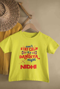 Custom Name Cant Stay Calm It Is Dandiya Night Navratri Half Sleeves T-Shirt For Girls -KidsFashionVilla