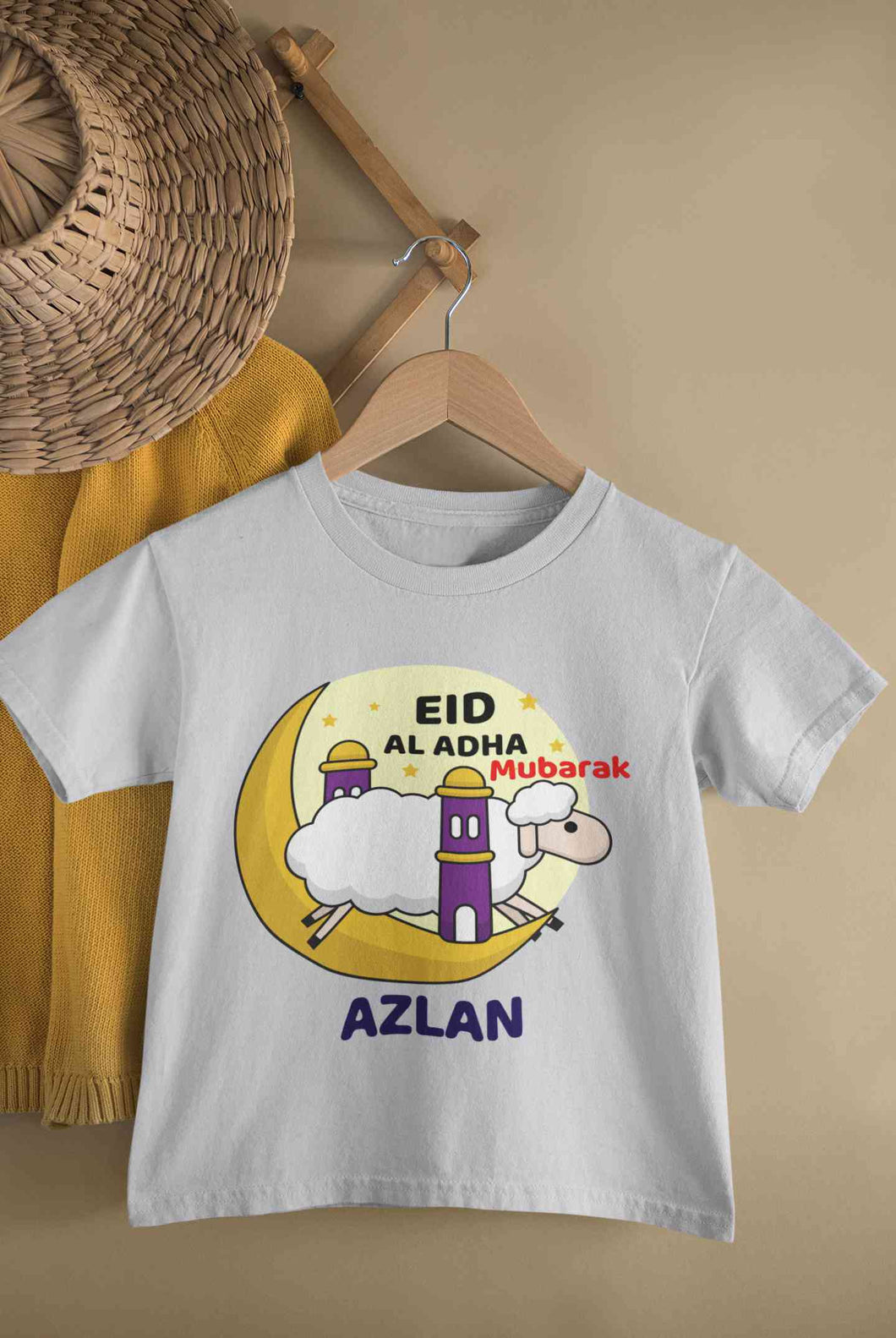 Custom Name Eid Al Adha Bakra Eid Mubarak Half Sleeves T-Shirt for Boy-KidsFashionVilla