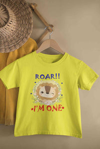 Roar I Am One First Birthday Half Sleeves T-Shirt for Boy-KidsFashionVilla