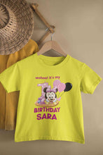 Load image into Gallery viewer, Custom Name Its My First Birthday Half Sleeves T-Shirt For Girls -KidsFashionVilla
