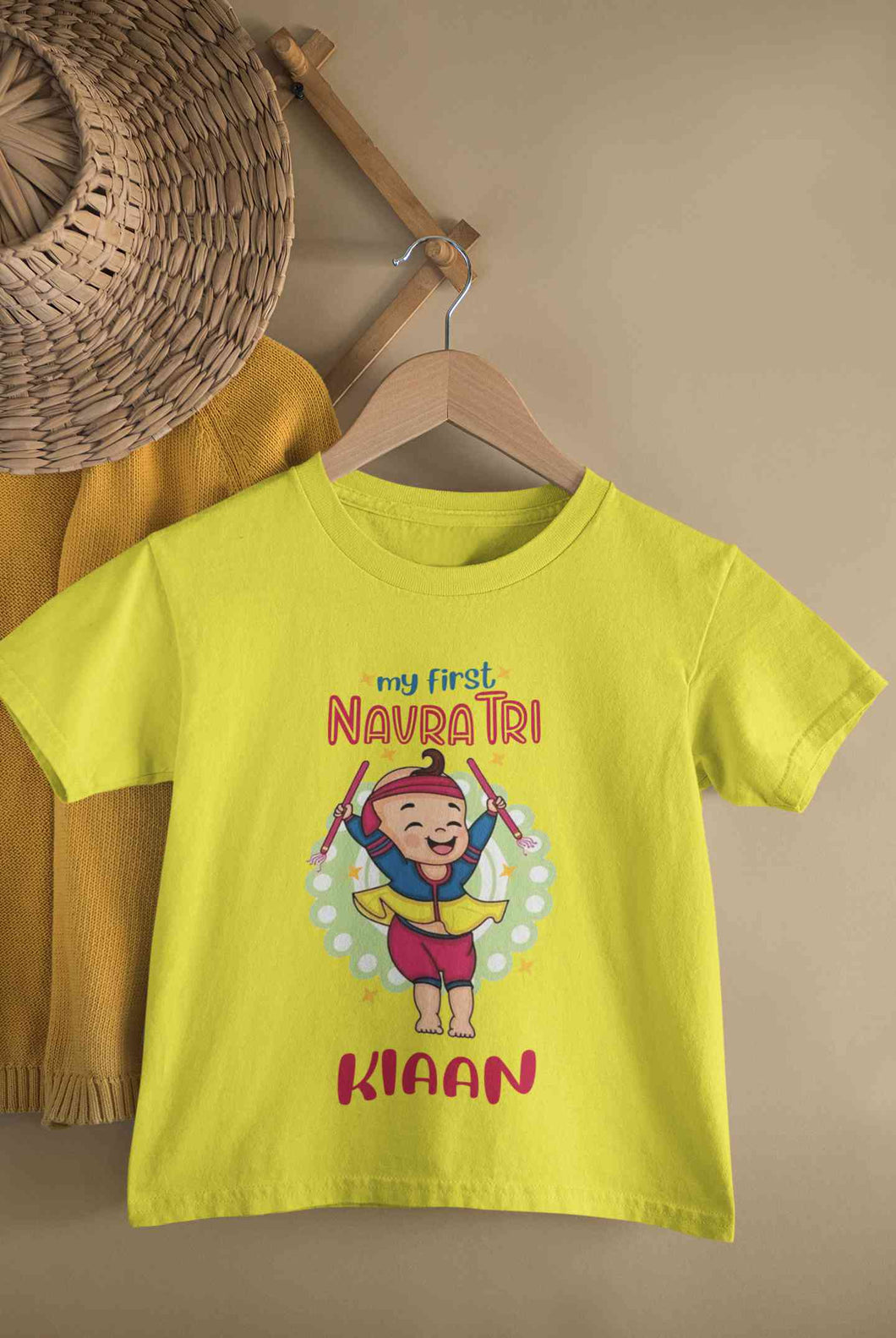 Custom Name My First Navratri Half Sleeves T-Shirt for Boy-KidsFashionVilla