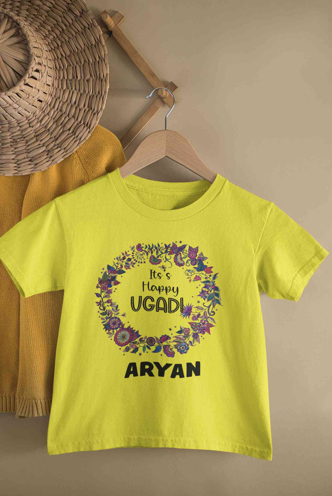 Custom Name Its Happy Ugadi Half Sleeves T-Shirt for Boy-KidsFashionVilla