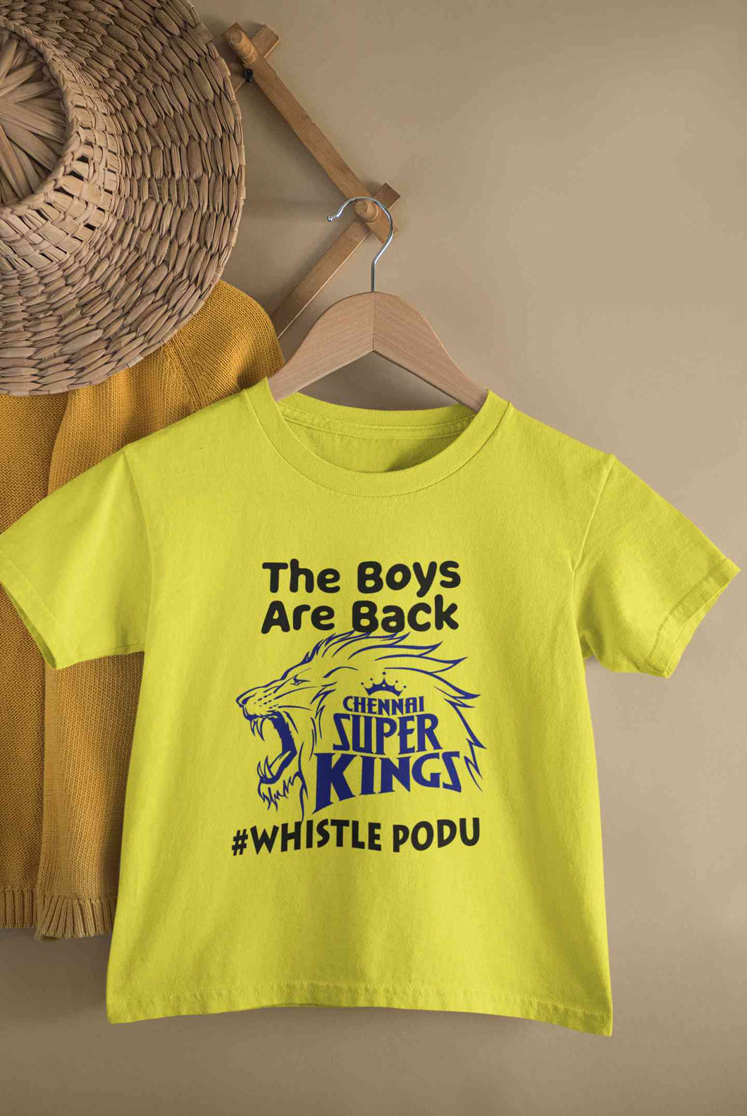 The Boys Are Back Whistle Podu IPL CSK Chennai Super Kings Half Sleeves T-Shirt for Boy-KidsFashionVilla