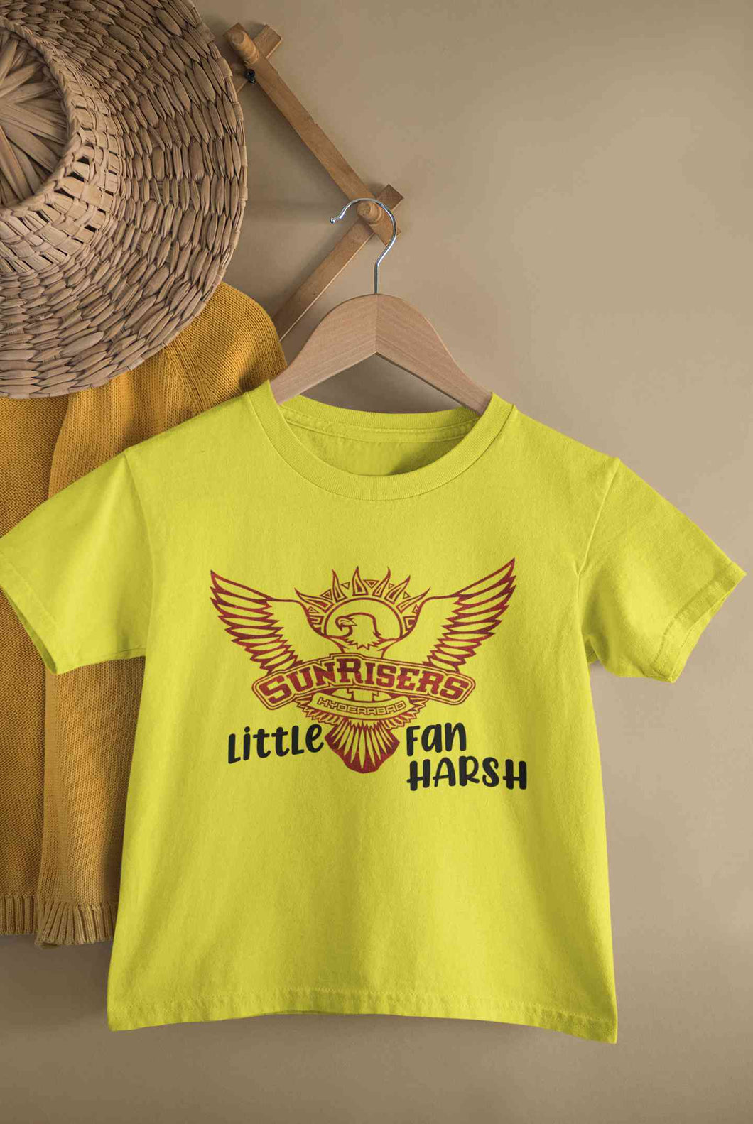 Custom Name IPL SRH Sunrisers Little Fan Half Sleeves T-Shirt for Boy-KidsFashionVilla
