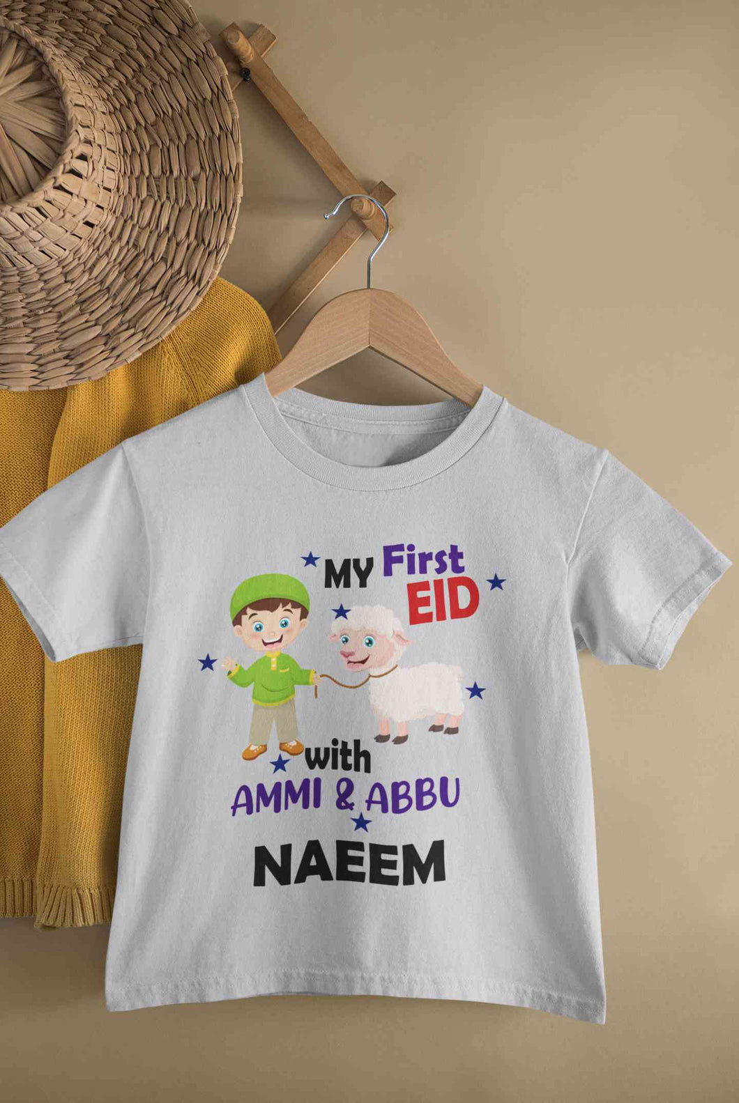 Custom Name My First Eid With Ammi And Abbu Half Sleeves T-Shirt for Boy-KidsFashionVilla