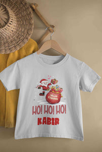 Customized Name Ho! Ho! Ho! Christmas Half Sleeves T-Shirt for Boy-KidsFashionVilla