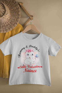 Custom Name Mommy And Daddys Little Valentine Half Sleeves T-Shirt For Girls -KidsFashionVilla