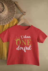 Custom Name First Birthday Half Sleeves T-Shirt for Boy-KidsFashionVilla