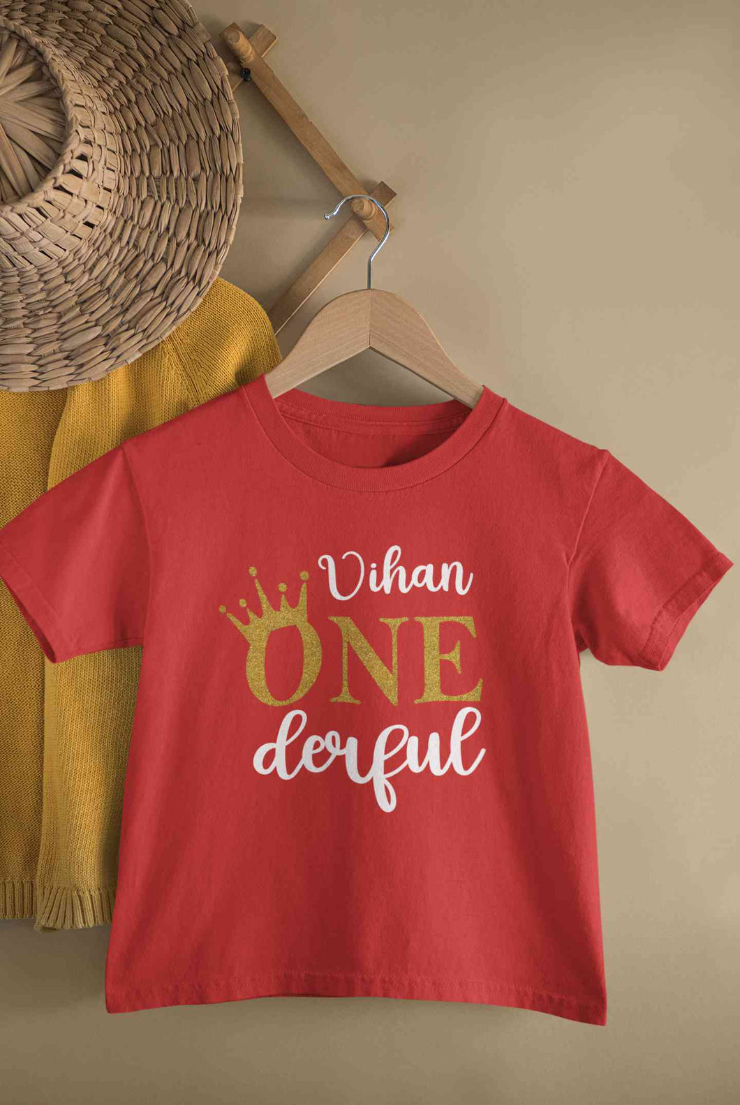 Custom Name First Birthday Half Sleeves T-Shirt for Boy-KidsFashionVilla