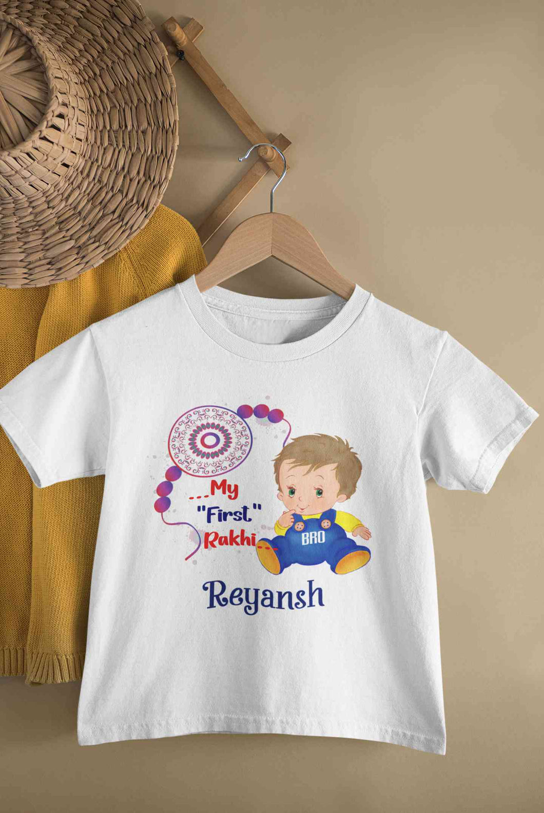 Custom Name My First Rakhi Half Sleeves T-Shirt for Boy-KidsFashionVilla