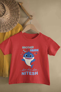 Custom Name Brother Shark Doo Doo Doo Rakhi Half Sleeves T-Shirt for Boy-KidsFashionVilla