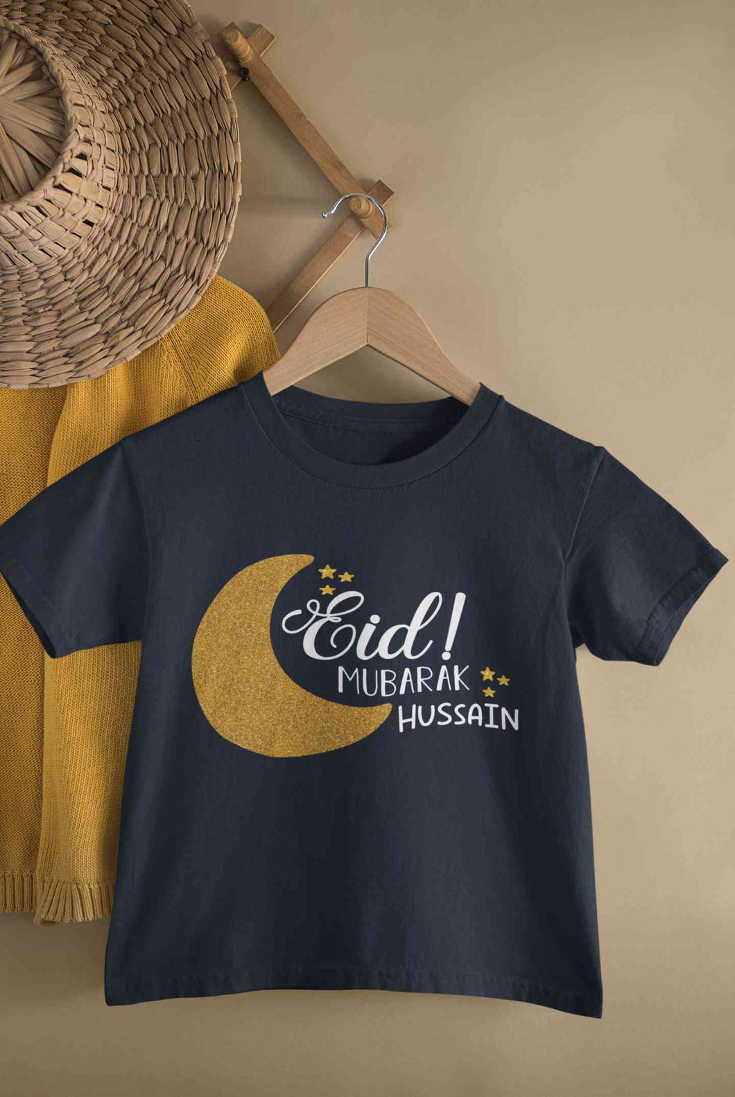 Custom Name Eid Mubaaarak Half Sleeves T-Shirt for Boy-KidsFashionVilla