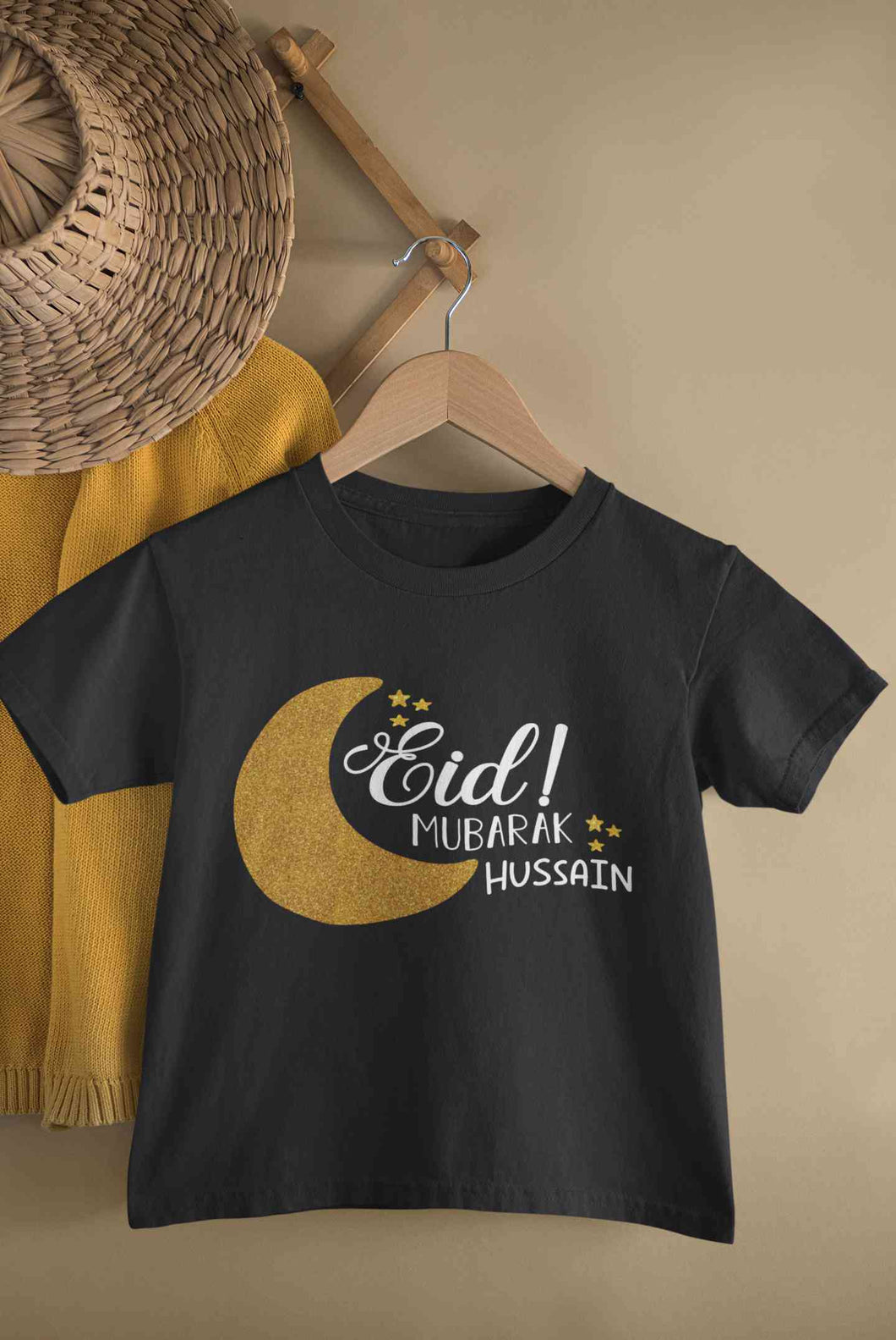 Custom Name Eid Mubaaarak Half Sleeves T-Shirt for Boy-KidsFashionVilla