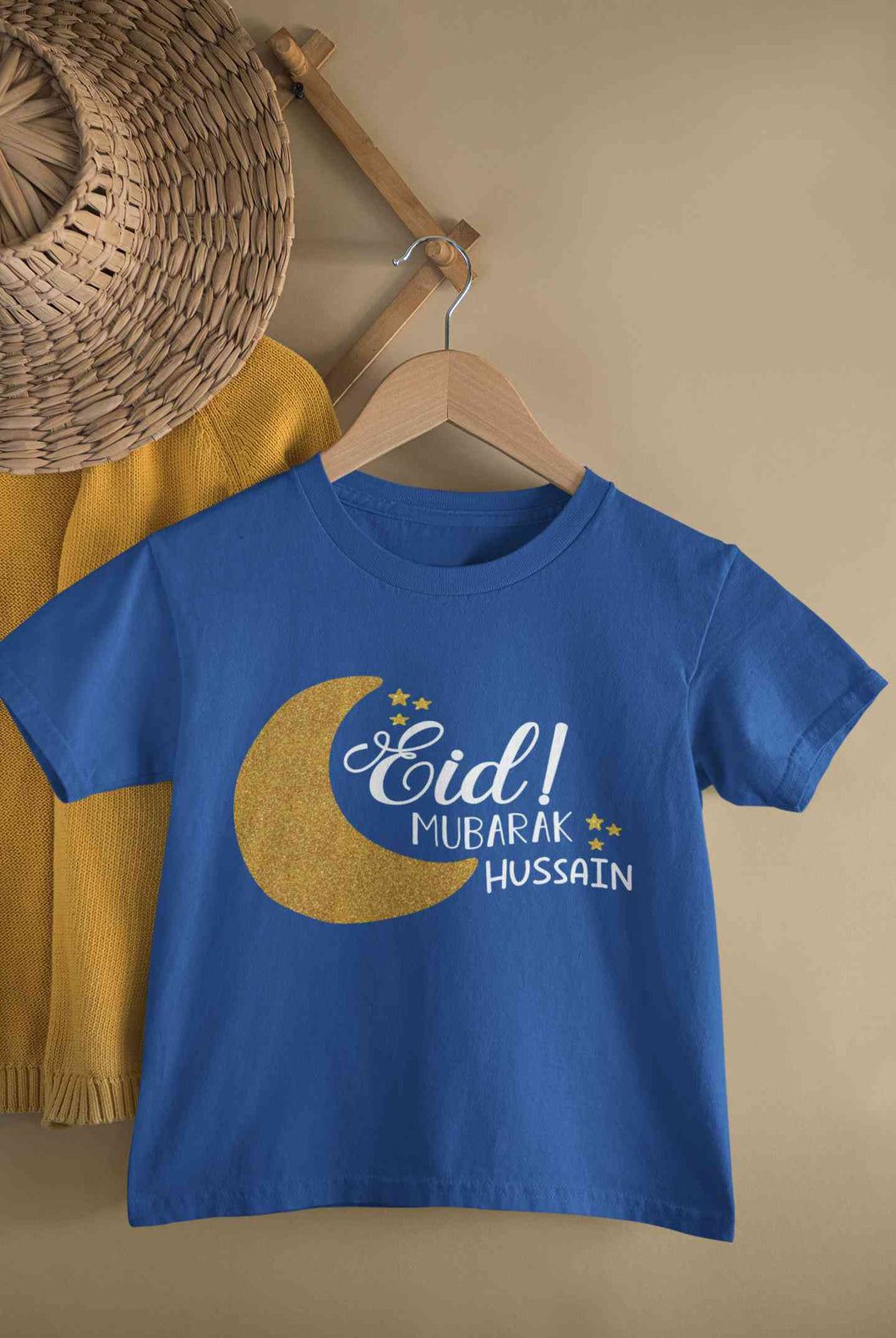 Custom Name Eid Mubaaarak Half Sleeves T-Shirt for Boy-KidsFashionVilla