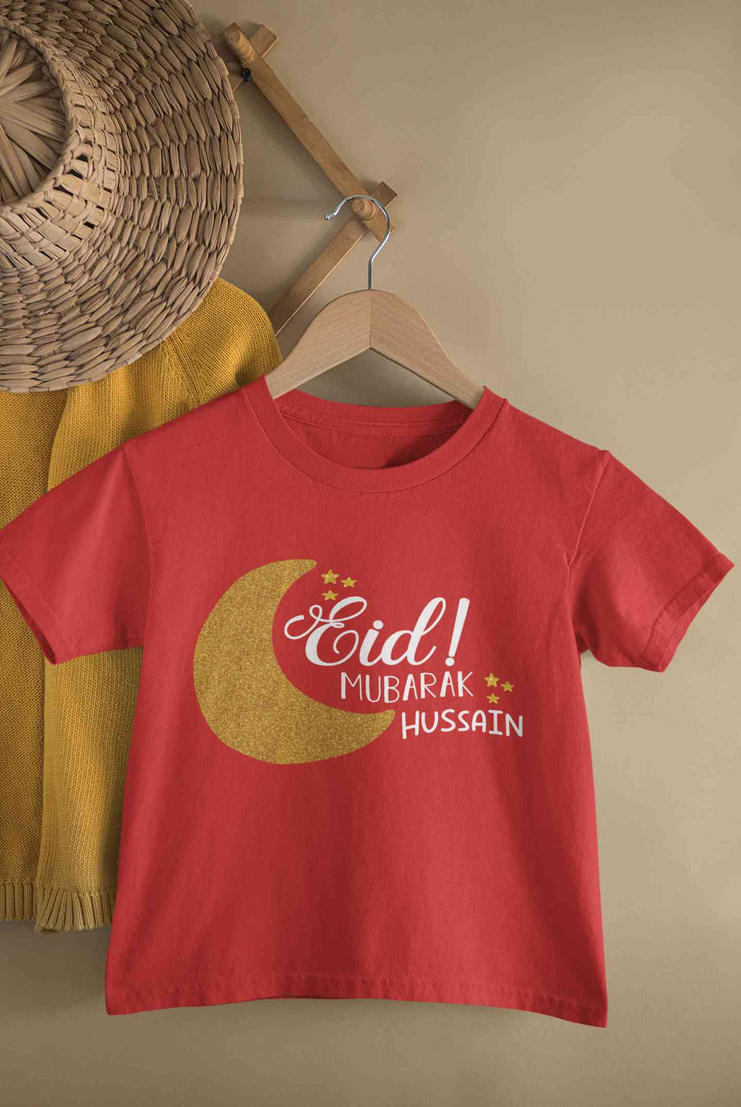 Custom Name Eid Mubaaarak Half Sleeves T-Shirt for Boy-KidsFashionVilla