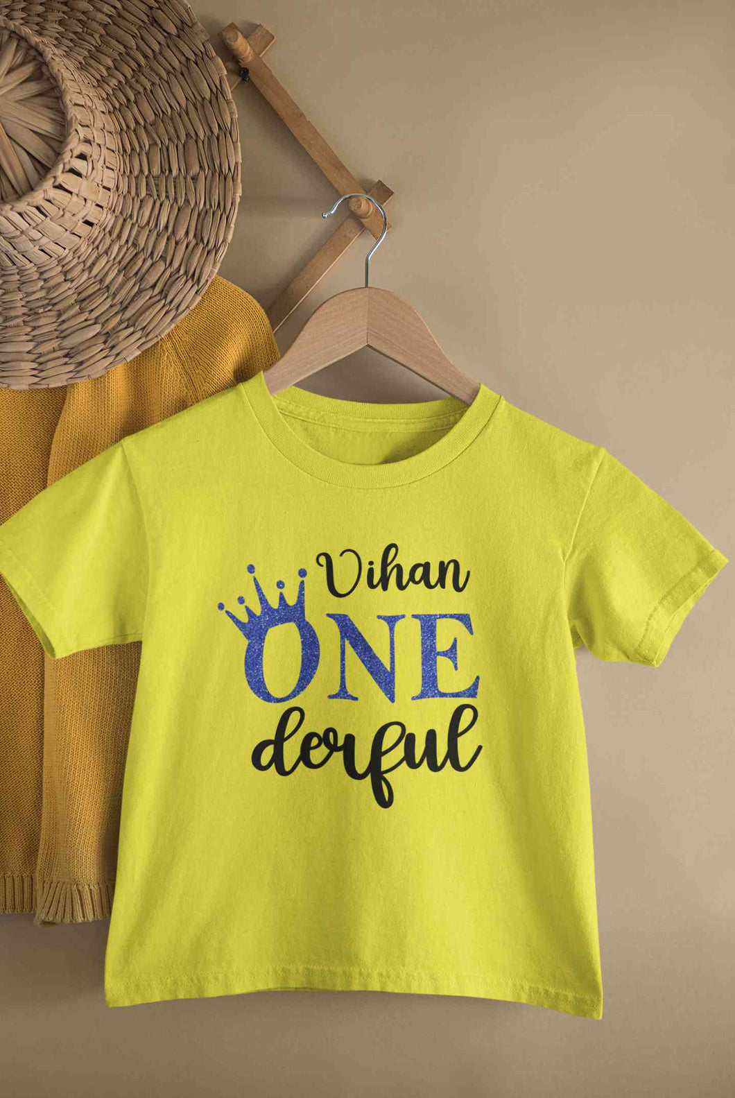 Custom Name First Birthday Half Sleeves T-Shirt for Boy-KidsFashionVilla