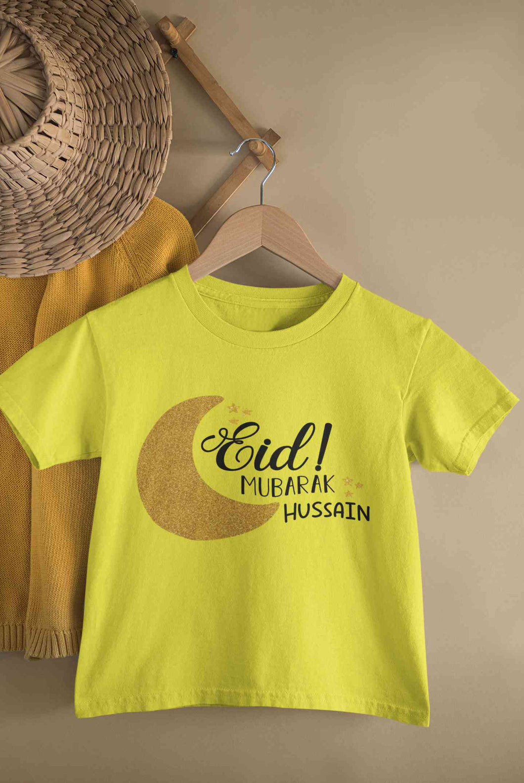 Custom Name Eid Mubaaarak Half Sleeves T-Shirt for Boy-KidsFashionVilla