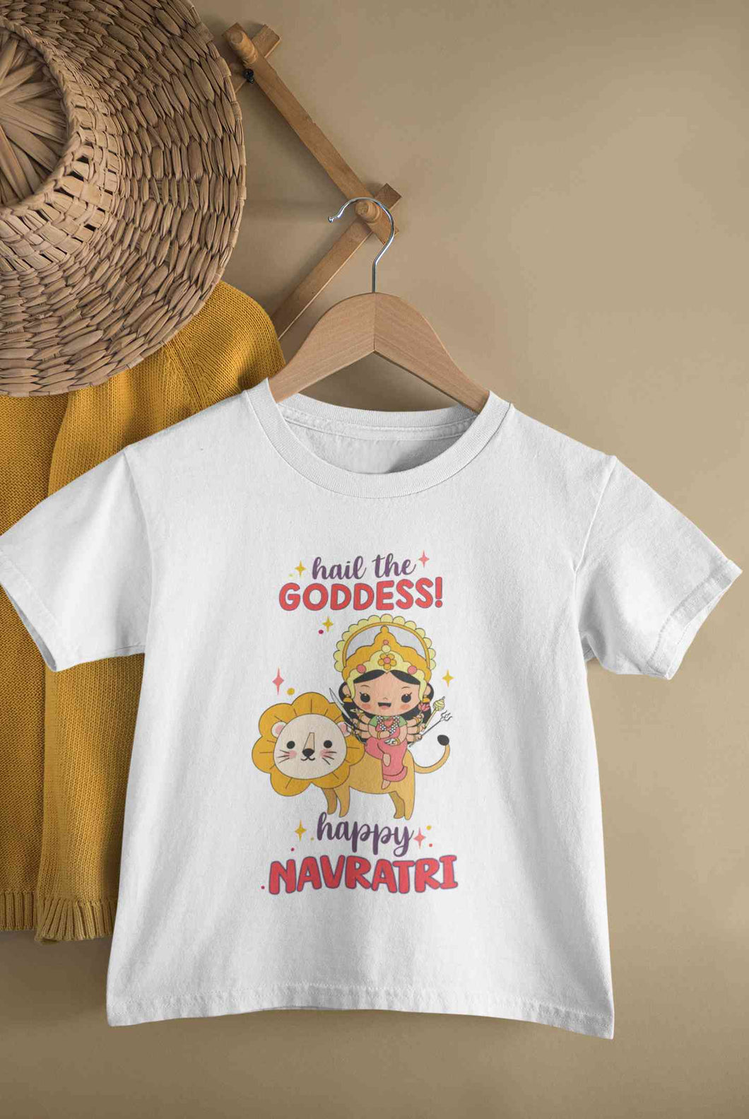 Happy Navratri Half Sleeves T-Shirt For Girls -KidsFashionVilla