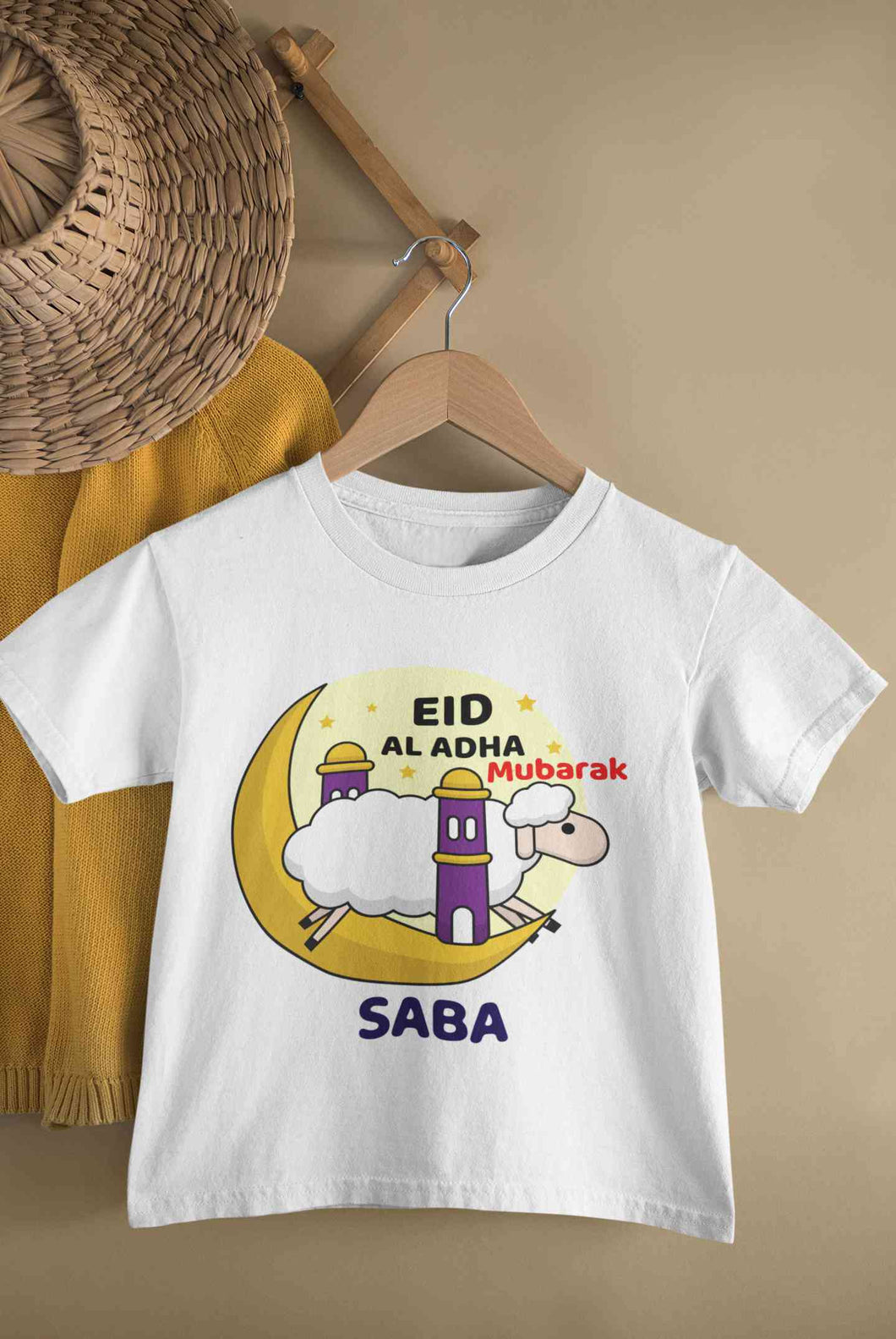 Custom Name Eid Al Adha Bakra Eid Mubarak Half Sleeves T-Shirt For Girls -KidsFashionVilla
