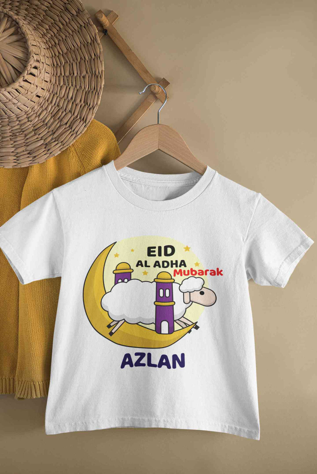 Custom Name Eid Al Adha Bakra Eid Mubarak Half Sleeves T-Shirt for Boy-KidsFashionVilla