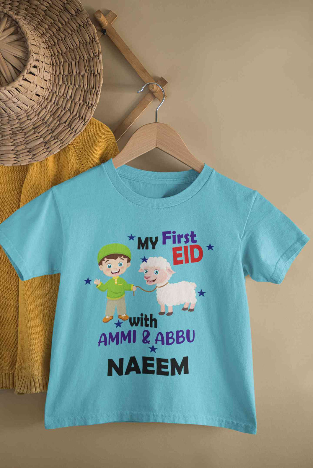 Custom Name My First Eid With Ammi And Abbu Half Sleeves T-Shirt for Boy-KidsFashionVilla