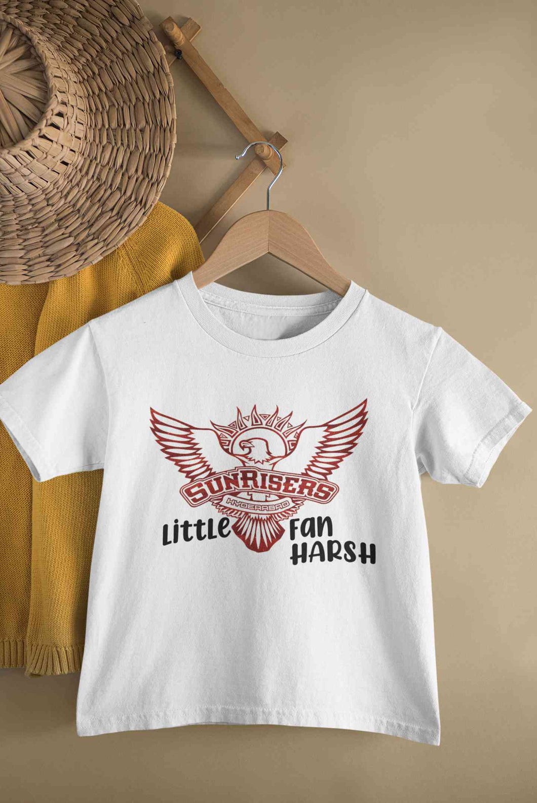 Custom Name IPL SRH Sunrisers Little Fan Half Sleeves T-Shirt for Boy-KidsFashionVilla