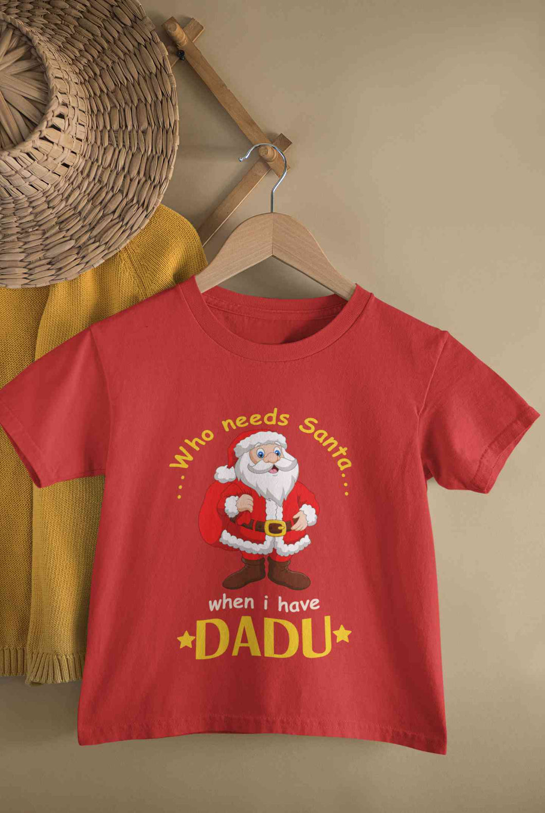 Who Need Santa When I Have Dadu Christmas Half Sleeves T-Shirt For Girls -KidsFashionVilla