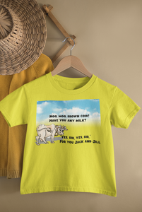 Moo Moo Brown Cow Poem Half Sleeves T-Shirt for Boy-KidsFashionVilla