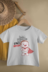 Custom Name Daddys Little Man Turns One First Birthday Half Sleeves T-Shirt for Boy-KidsFashionVilla