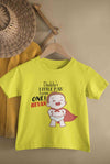 Custom Name Daddys Little Man Turns One First Birthday Half Sleeves T-Shirt for Boy-KidsFashionVilla
