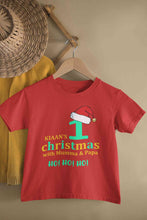 Load image into Gallery viewer, Customized Name 1st Christmas With Mumma &amp; Papa Half Sleeves T-Shirt for Boy-KidsFashionVilla

