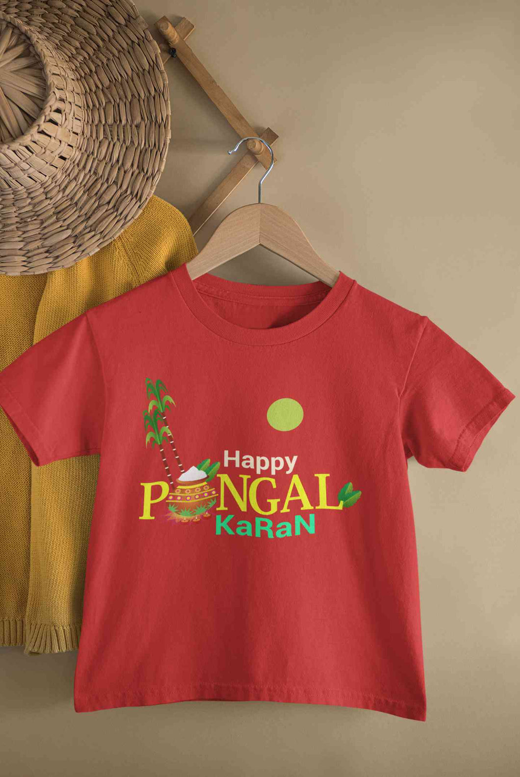 Custom Name Happy Pongal Half Sleeves T-Shirt for Boy-KidsFashionVilla