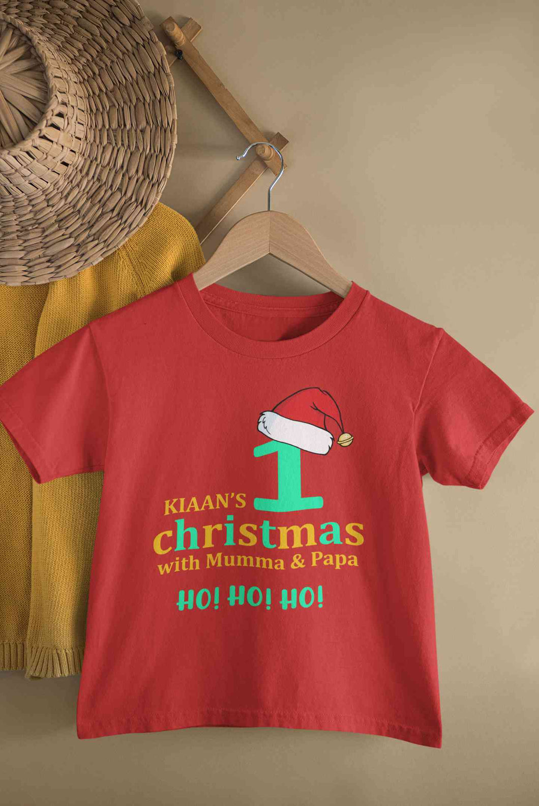 Customized Name 1st Christmas With Mumma & Papa Half Sleeves T-Shirt for Boy-KidsFashionVilla