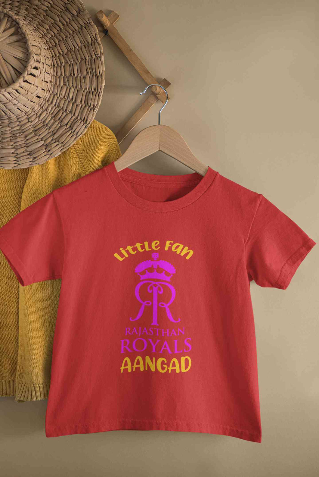 Custom Name IPL RR Rajasthan Royals Little Fan Half Sleeves T-Shirt for Boy-KidsFashionVilla