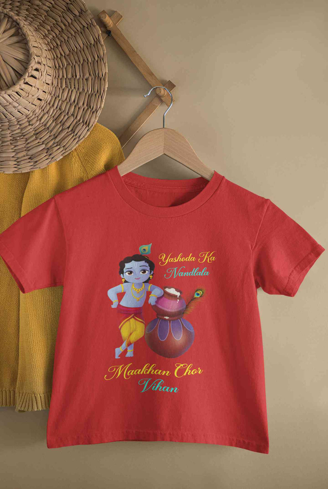 Yashoda Ka Nandlala Maakhan Chor Janmashtami Half Sleeves T-Shirt for Boy-KidsFashionVilla