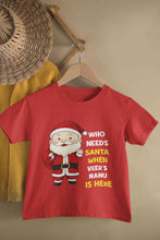 Load image into Gallery viewer, Customized Name Santa Nanu Is Here Christmas Half Sleeves T-Shirt for Boy-KidsFashionVilla
