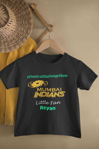 Custom Name IPL MI Mumbai Indians Duniya Hila Denge Hum Boy Half Sleeves T-Shirt for Boy-KidsFashionVilla